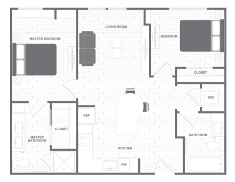 A black and white floor plan of a house with labeled rooms.